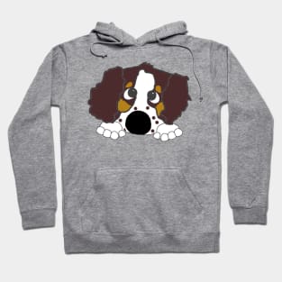 english springer spaniel liver white tan peeking cartoon Hoodie